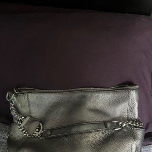 michael kors pebble leather, silver shoulder/ cross body bag